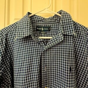 Ralph Lauren classic fit men’s blue/white checkered shirt size‎ L